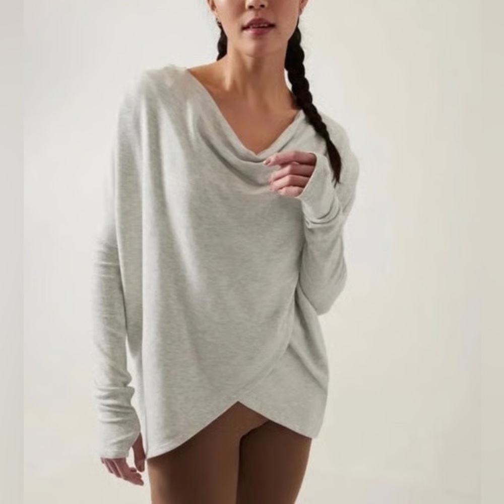 Athleta Purana Wrap Sweatshirt in Gray